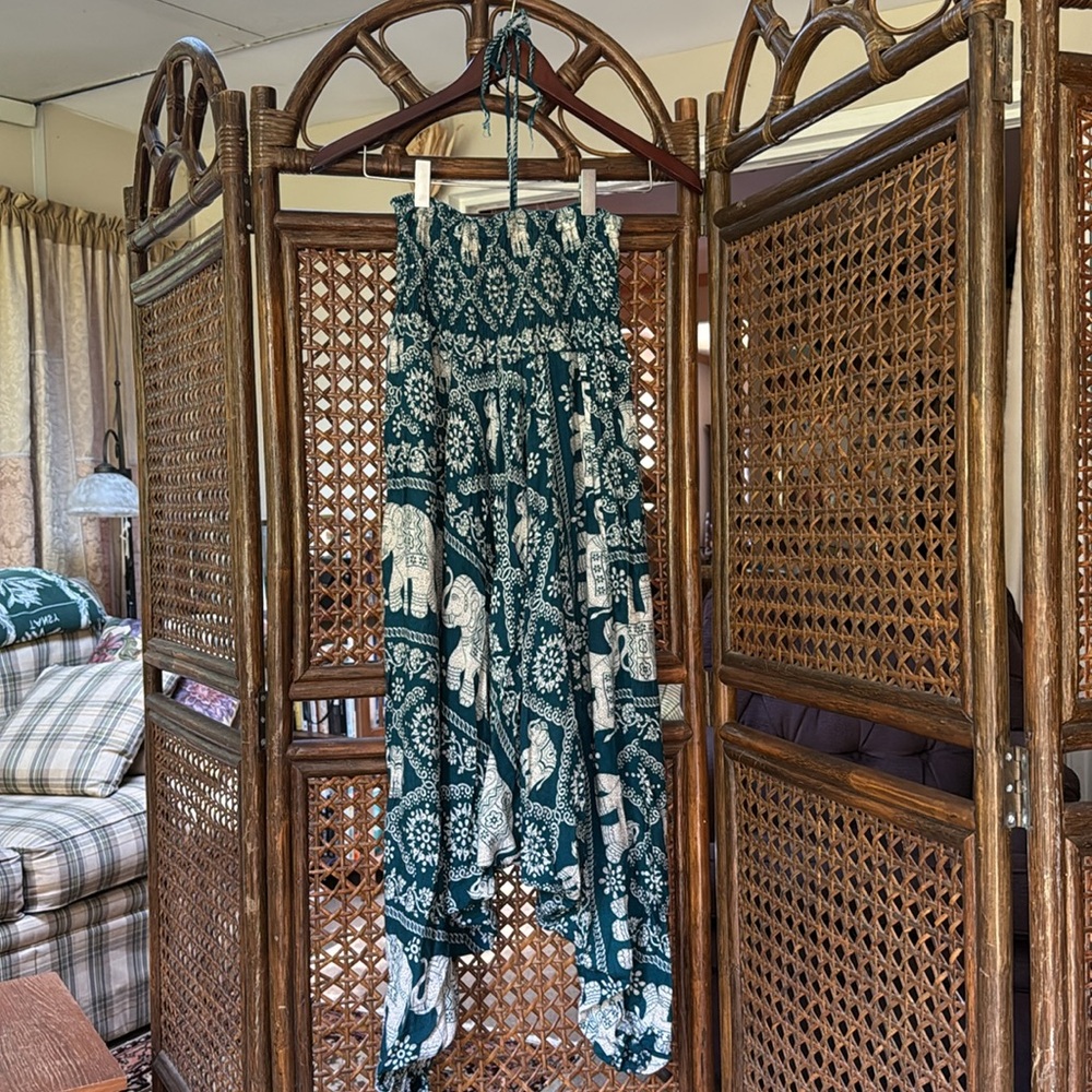 100% Rayon Bohemian Halter Maxi Dress